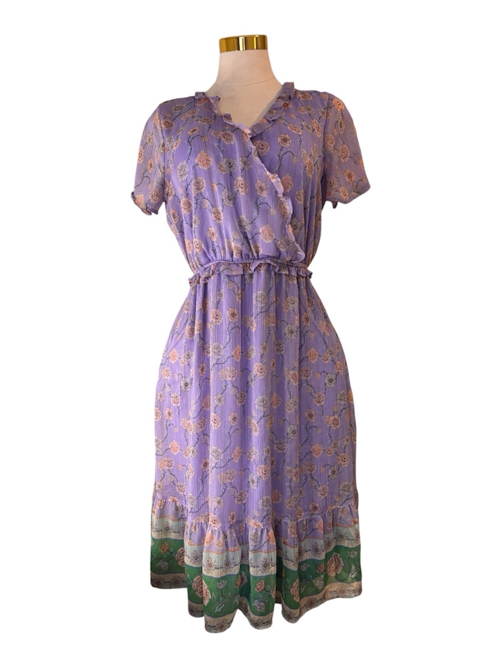 Lauren Conrad Lavender Floral Midi Dress Women’s Size L
